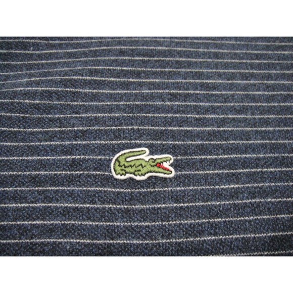 Lacoste Polo Shirt Men Size 8 Medium Dark Blue Stripe Short Sleeve - Picture 5 of 12
